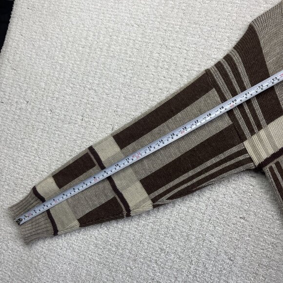 VTG Cooper Wool Blend Cardigan Brown Color block Men S Grandpa 90s Canada Made - Picture 10 of 15